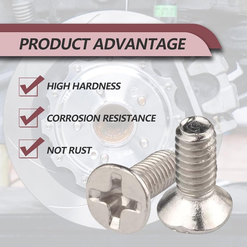 Pleoos Stainless Steel Brake Disc Rotor Screws, Screw Rotor Brake Disc Retaining Compatible With Honda, Acura, Hyundai and Kia Models, Stainless Steel Retaining Screws for Front and Rear (8Pcs) - Image 4